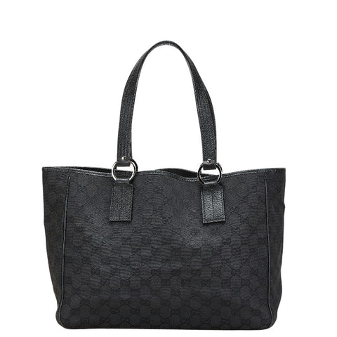 グッチ GGキャンバス トートバッグ 113017 ブラック キャンバス レザー レディース GUCCI 【中古】