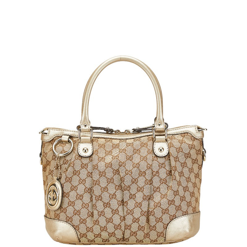 グッチ GGキャンバス スーキー トートバッグ 247902 ベージュ ゴールド キャンバス レザー レディース GUCCI 【中古】