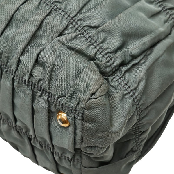 プラダ ハンドバッグ ショルダーバッグ 2WAY カーキ グレー ナイロン レザー レディース PRADA 【中古】