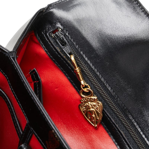 グッチ オールドグッチ ハンドバッグ 406 000 1081 ブラック ゴールド レザー レディース GUCCI 【中古】