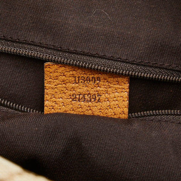 グッチ GGキャンバス ハンドバッグ ミニボストンバッグ 113009 ベージュ ブラウン キャンバス レザー レディース GUCCI 【中古】