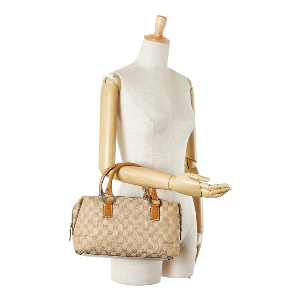 グッチ GGキャンバス ハンドバッグ ミニボストンバッグ 113009 ベージュ ブラウン キャンバス レザー レディース GUCCI 【中古】