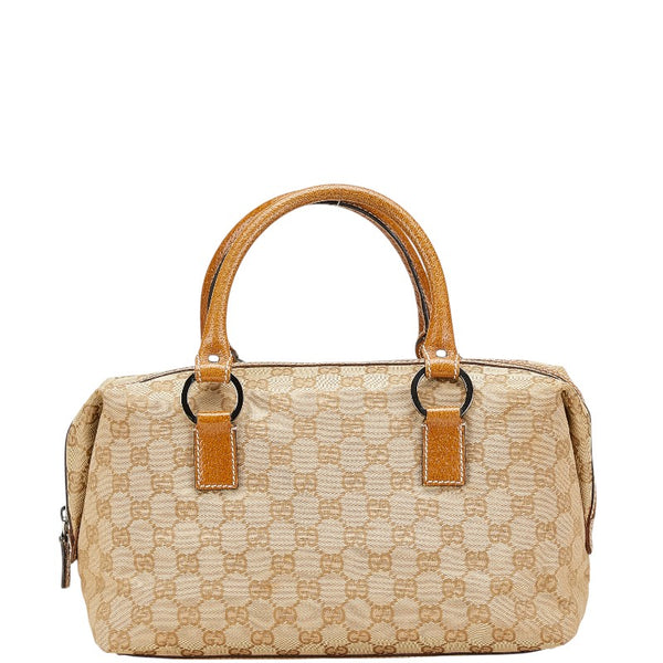 グッチ GGキャンバス ハンドバッグ ミニボストンバッグ 113009 ベージュ ブラウン キャンバス レザー レディース GUCCI 【中古】