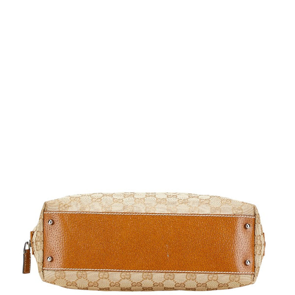 グッチ GGキャンバス ハンドバッグ ミニボストンバッグ 113009 ベージュ ブラウン キャンバス レザー レディース GUCCI 【中古】