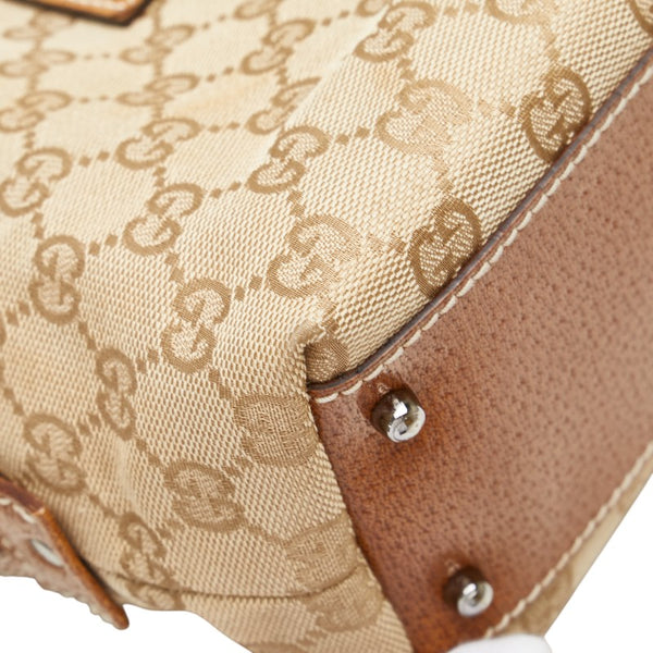 グッチ GGキャンバス ハンドバッグ ミニボストンバッグ 113009 ベージュ ブラウン キャンバス レザー レディース GUCCI 【中古】