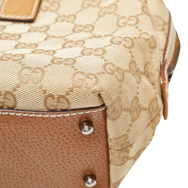 グッチ GGキャンバス ハンドバッグ ミニボストンバッグ 113009 ベージュ ブラウン キャンバス レザー レディース GUCCI 【中古】