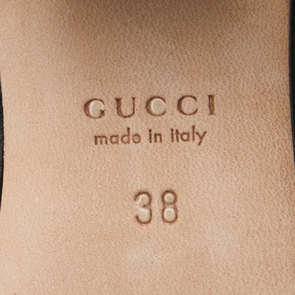 グッチ ホースビット チャンキーヒール ローファー サイズ:38 ブラック ゴールド レザー レディース GUCCI 【中古】