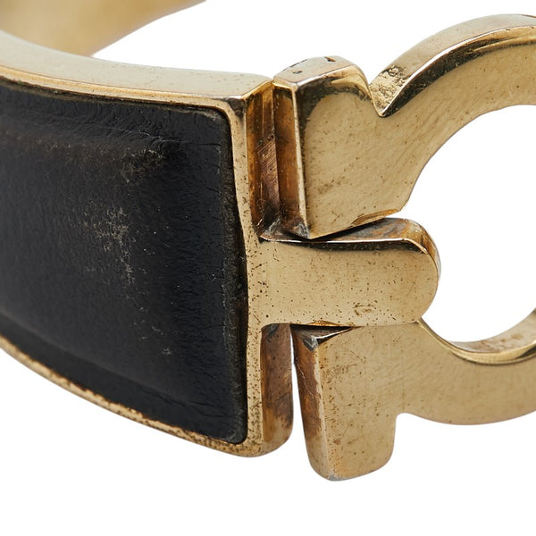 サルヴァトーレフェラガモ ガンチーニ バングル ゴールド ブラック メッキ レザー レディース Salvatore Ferragamo 【中古】