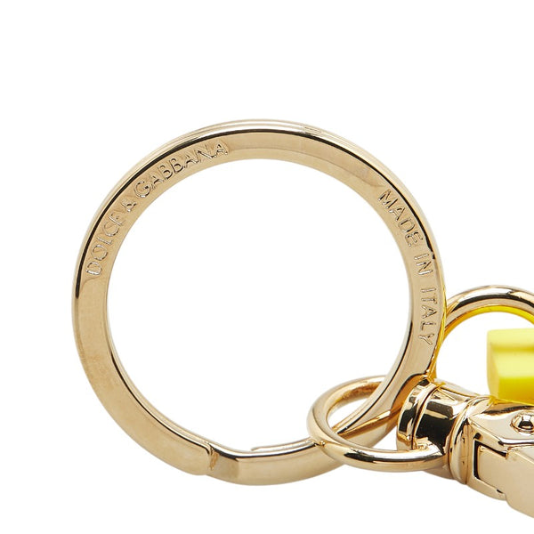 ドルチェアンドガッバーナ キーホルダー キーリング BI1386 イエロー マルチカラー ラバー メッキ レディース DOLCE&GABBANA 【中古】