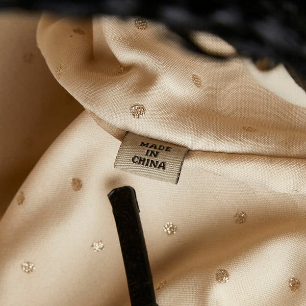 ケイトスペード リボン トートバッグ ハンドバッグ ベージュ ブラック ストロー レディース Kate Spade 【中古】