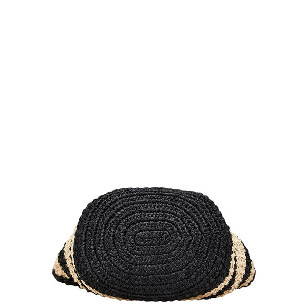 ケイトスペード リボン トートバッグ ハンドバッグ ベージュ ブラック ストロー レディース Kate Spade 【中古】