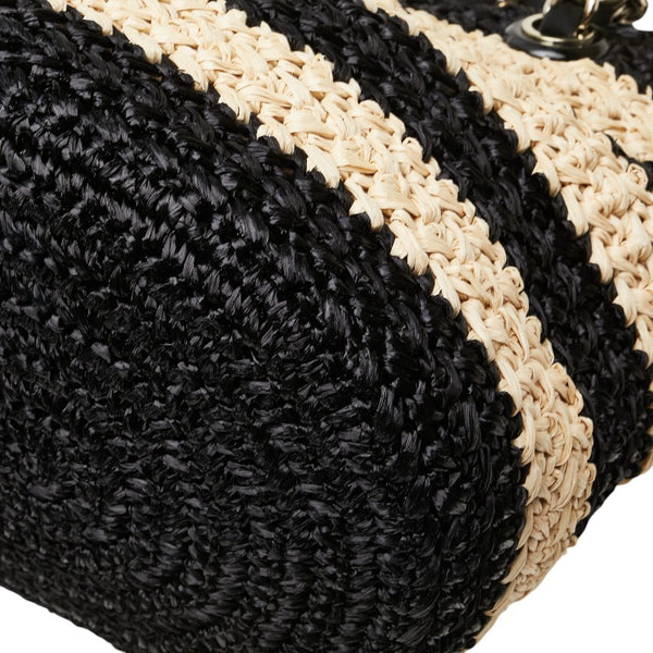 ケイトスペード リボン トートバッグ ハンドバッグ ベージュ ブラック ストロー レディース Kate Spade 【中古】