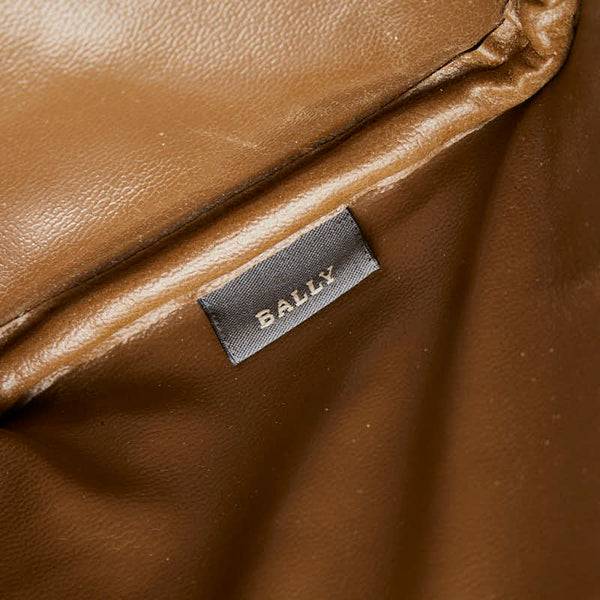 バリー ロゴ ハンドバッグ ホワイト ブラウン レザー レディース BALLY 【中古】