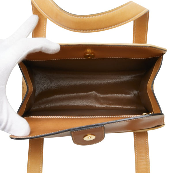 バリー ロゴ ハンドバッグ ホワイト ブラウン レザー レディース BALLY 【中古】