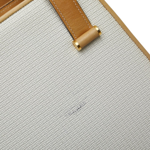 バリー ロゴ ハンドバッグ ホワイト ブラウン レザー レディース BALLY 【中古】