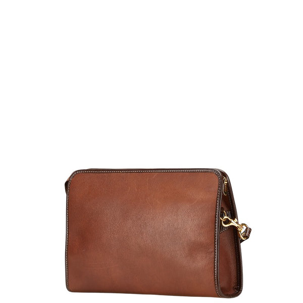 バリー ロゴ クラッチバッグ ブラウン レザー レディース BALLY 【中古】
