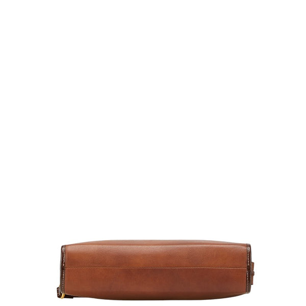 バリー ロゴ クラッチバッグ ブラウン レザー レディース BALLY 【中古】