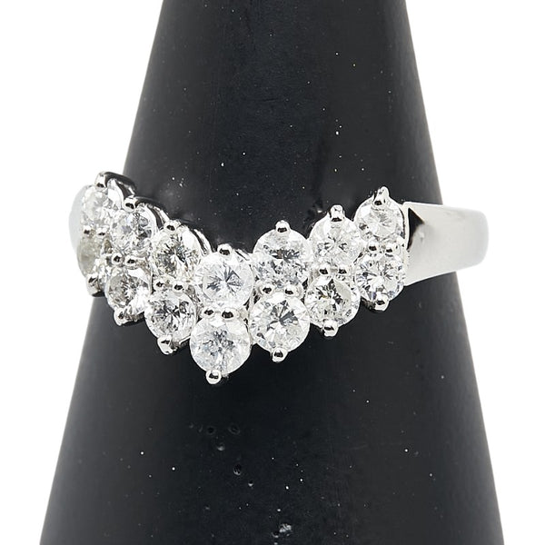 Pt900 プラチナ ダイヤ1.00ct V字 リング 指輪 レディース 13号 【中古】