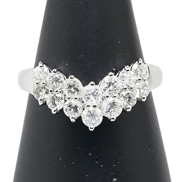 Pt900 プラチナ ダイヤ1.00ct V字 リング 指輪 レディース 13号 【中古】