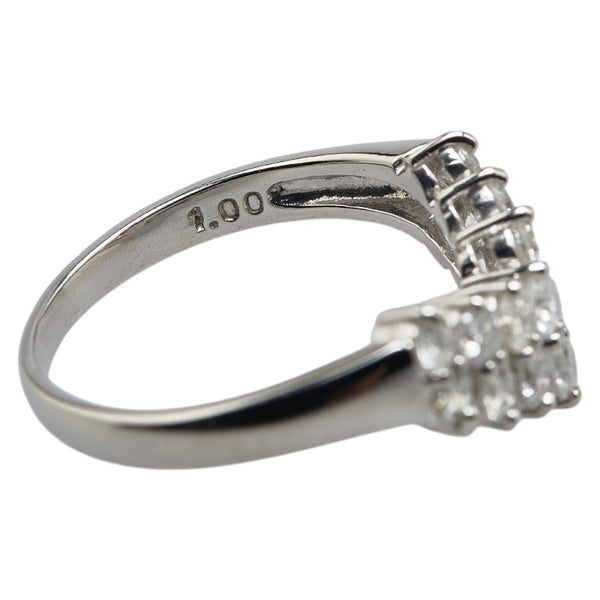 Pt900 プラチナ ダイヤ1.00ct V字 リング 指輪 レディース 13号 【中古】