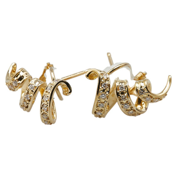 K18YG イエローゴールド ダイヤ0.30ct トルネード ピアス レディース 【中古】