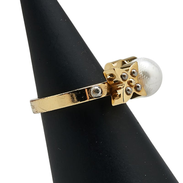 ルイ ヴィトン チャーミー パールリング リング 指輪 #S M75481 ゴールド メッキ フェイクパール レディース LOUIS VUITTON 【中古】