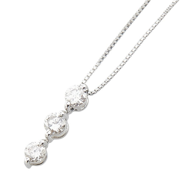 Pt900 プラチナ Pt850 プラチナ ダイヤ0.30ct 3P ダイヤ ペンダントネックレス レディース 【中古】