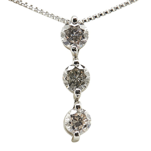 Pt900 プラチナ Pt850 プラチナ ダイヤ0.30ct 3P ダイヤ ペンダントネックレス レディース 【中古】