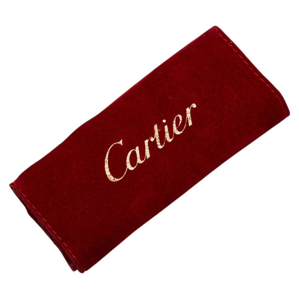 カルティエ マストライン メガネケース ワインレッド ボルドー レザー レディース CARTIER 【中古】