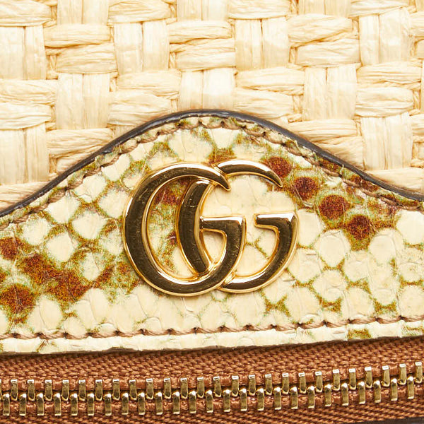 グッチ GGマーモント 斜め掛け ショルダーバッグ 574493 ベージュ ラフィア パイソン レディース GUCCI 【中古】
