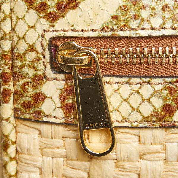 グッチ GGマーモント 斜め掛け ショルダーバッグ 574493 ベージュ ラフィア パイソン レディース GUCCI 【中古】