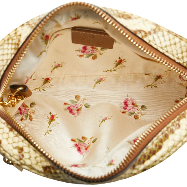 グッチ GGマーモント 斜め掛け ショルダーバッグ 574493 ベージュ ラフィア パイソン レディース GUCCI 【中古】