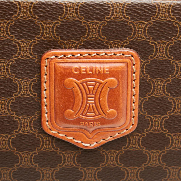 セリーヌ マカダム ハンドバッグ トートバッグ ブラウン PVC レザー レディース CELINE 【中古】