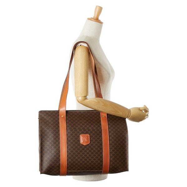 セリーヌ マカダム ハンドバッグ トートバッグ ブラウン PVC レザー レディース CELINE 【中古】
