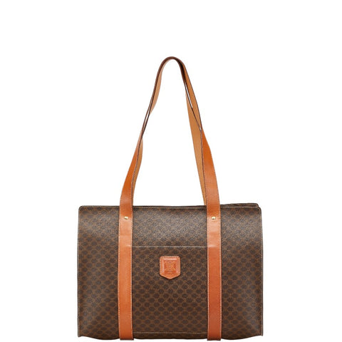 セリーヌ マカダム ハンドバッグ トートバッグ ブラウン PVC レザー レディース CELINE 【中古】