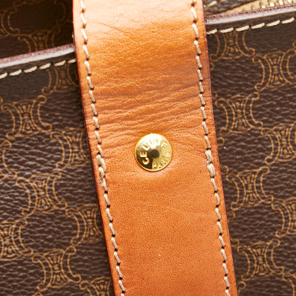 セリーヌ マカダム ハンドバッグ トートバッグ ブラウン PVC レザー レディース CELINE 【中古】