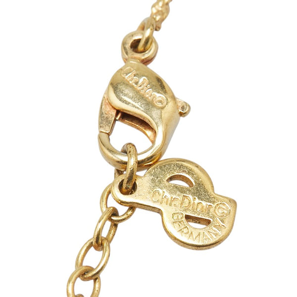 ディオール CDロゴ 縄 ロープ モチーフ ラインストーン ネックレス ゴールド メッキ レディース Dior 【中古】