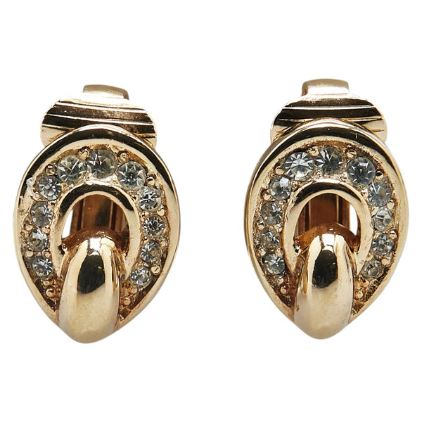 ディオール ラインストーン ラウンド イヤリング ゴールド メッキ レディース Dior 【中古】