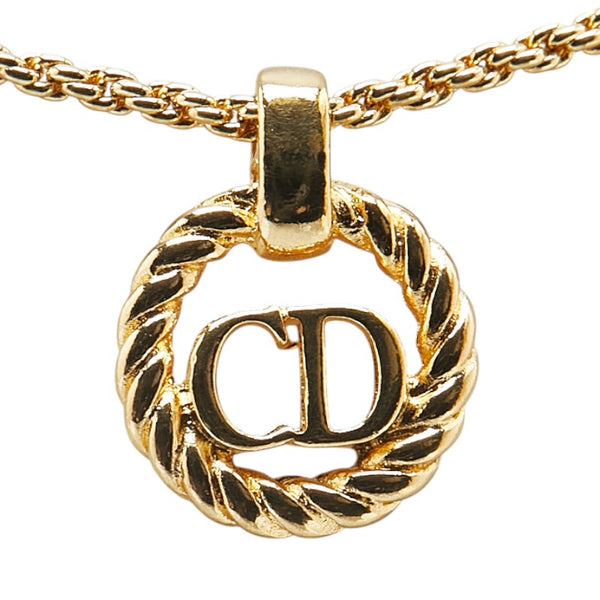 ディオール CDロゴ ラウンド サークル ネックレス ゴールド メッキ レディース Dior 【中古】