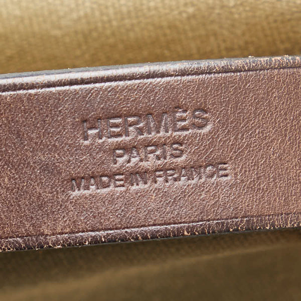 エルメス カバックエランPM ショルダーバッグ カーキグリーン ブラウン キャンバス レザー レディース HERMES 【中古】