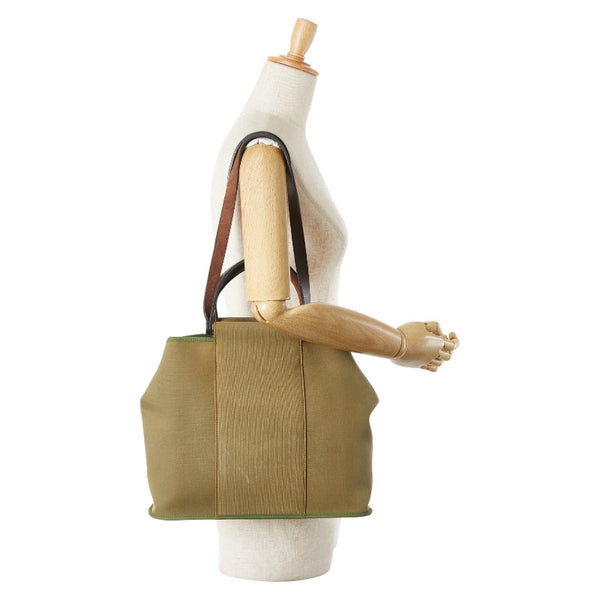 エルメス カバックエランPM ショルダーバッグ カーキグリーン ブラウン キャンバス レザー レディース HERMES 【中古】