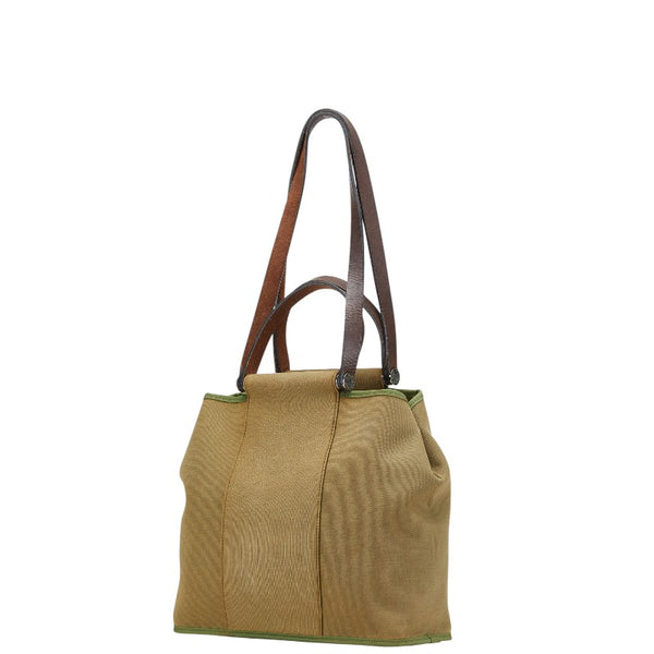 エルメス カバックエランPM ショルダーバッグ カーキグリーン ブラウン キャンバス レザー レディース HERMES 【中古】