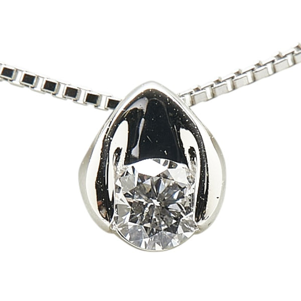 Pt900 プラチナ Pt850 プラチナ ダイヤ0.189ct ベネチアンチェーン ネックレス レディース 【中古】