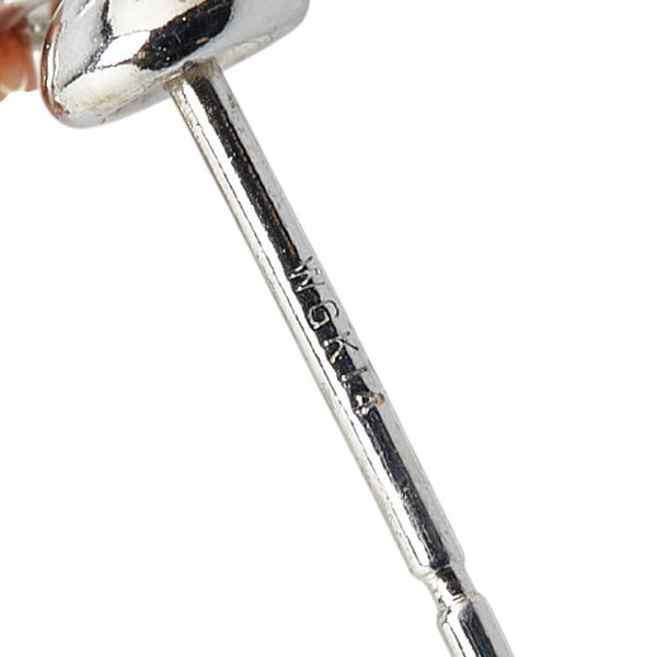K14WG ホワイトゴールド 淡水パール スイング スタッド ピアス レディース 【中古】