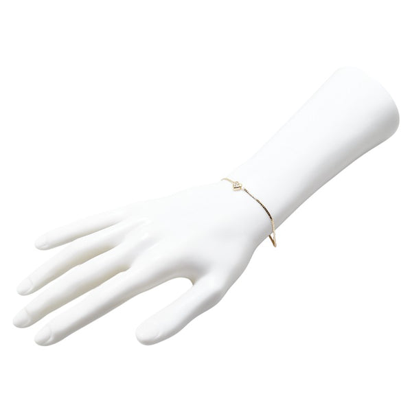 K18YG イエローゴールド ダイヤ0.02ct ハート モチーフ ブレスレット レディース 【中古】