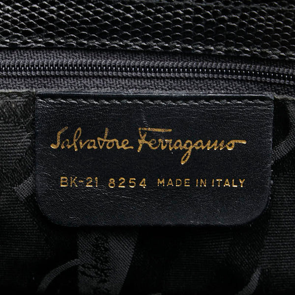 サルヴァトーレフェラガモ ヴァラ トートバッグ ハンドバッグ ブラック PVC レザー レディース Salvatore Ferragamo 【中古】