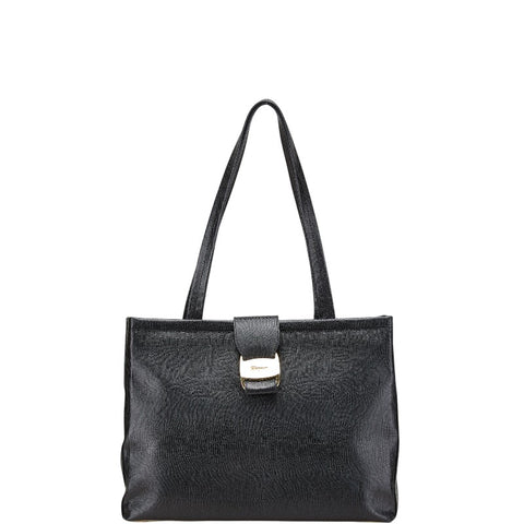 サルヴァトーレフェラガモ ヴァラ トートバッグ ハンドバッグ ブラック PVC レザー レディース Salvatore Ferragamo 【中古】