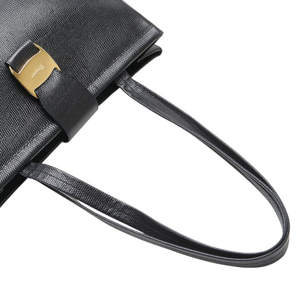 サルヴァトーレフェラガモ ヴァラ トートバッグ ハンドバッグ ブラック PVC レザー レディース Salvatore Ferragamo 【中古】