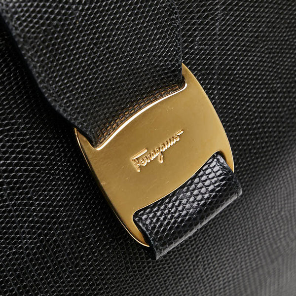 サルヴァトーレフェラガモ ヴァラ トートバッグ ハンドバッグ ブラック PVC レザー レディース Salvatore Ferragamo 【中古】