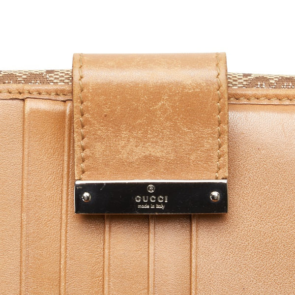 グッチ GGキャンバス 二つ折り財布 コンパクトウォレット 74209 ブラック キャンバス レザー レディース GUCCI 【中古】